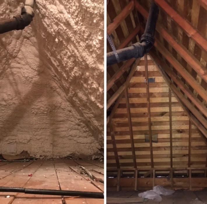 before and after photos of attic insulation