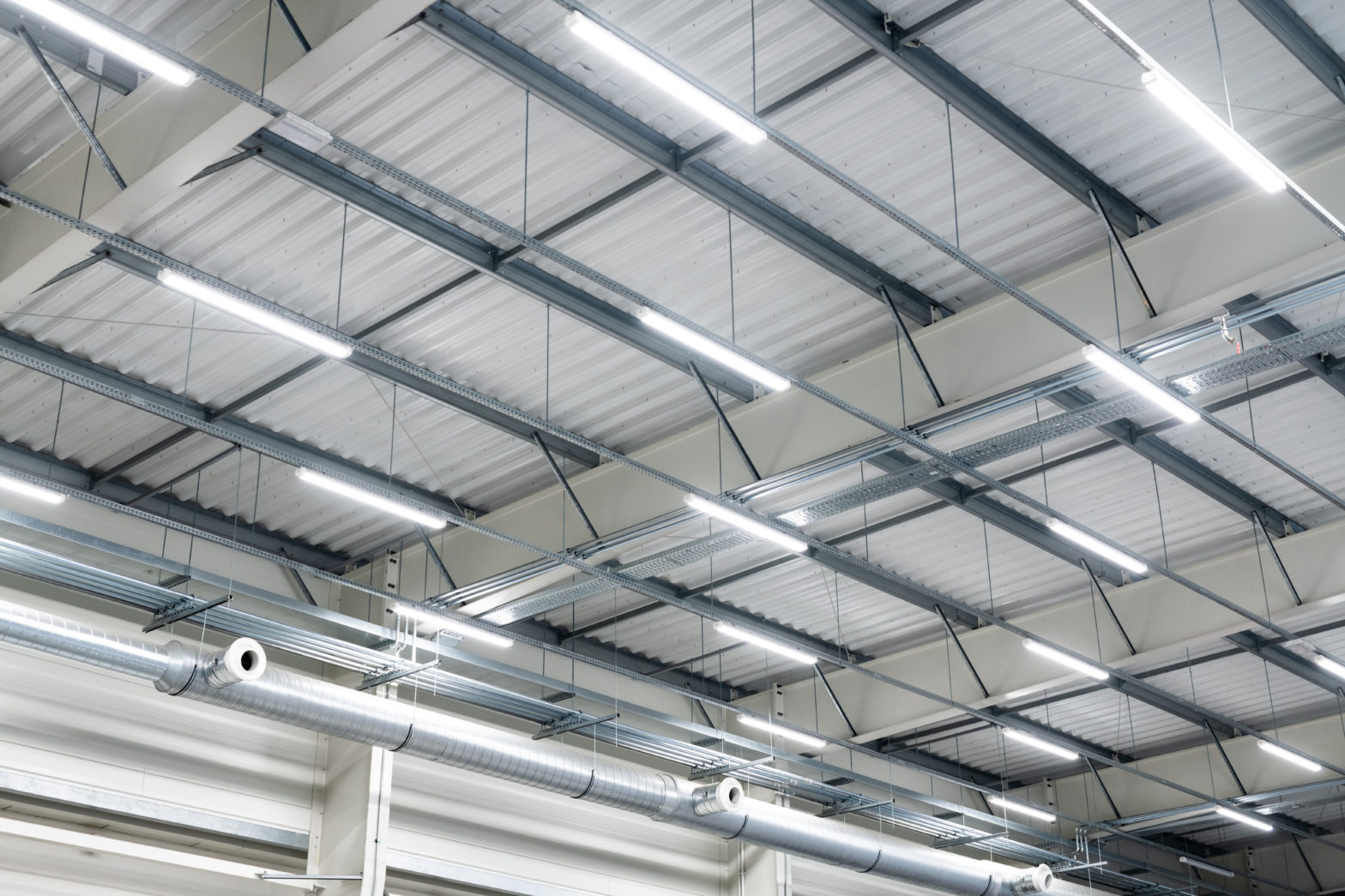 Florescent lighting in warehouse